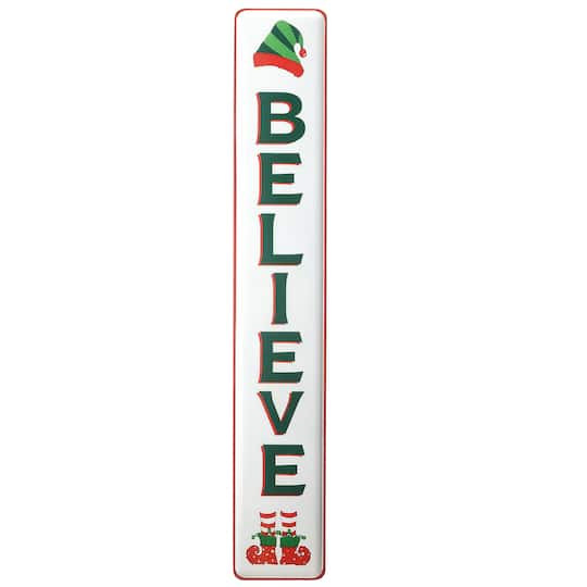47&#x22; Believe Vertical Holiday Wall Sign